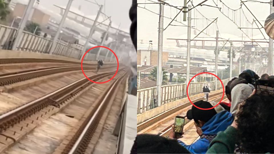 Hombre corre en vías de la Linea del Metro