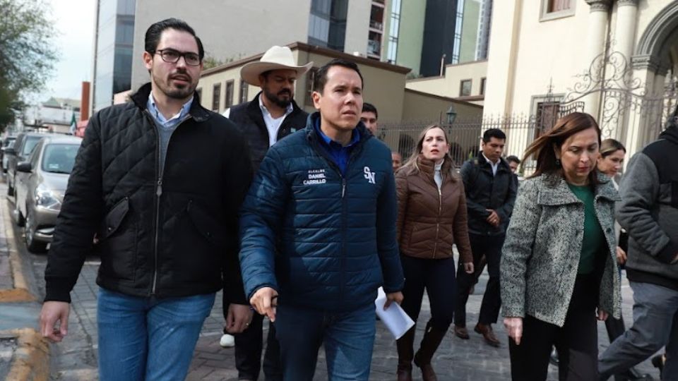 David de la Peña, alcalde de Santiago, Daniel Carrillo, alcalde de San Nicolás y Cristina Díaz, alcaldesa de Guadalupe.