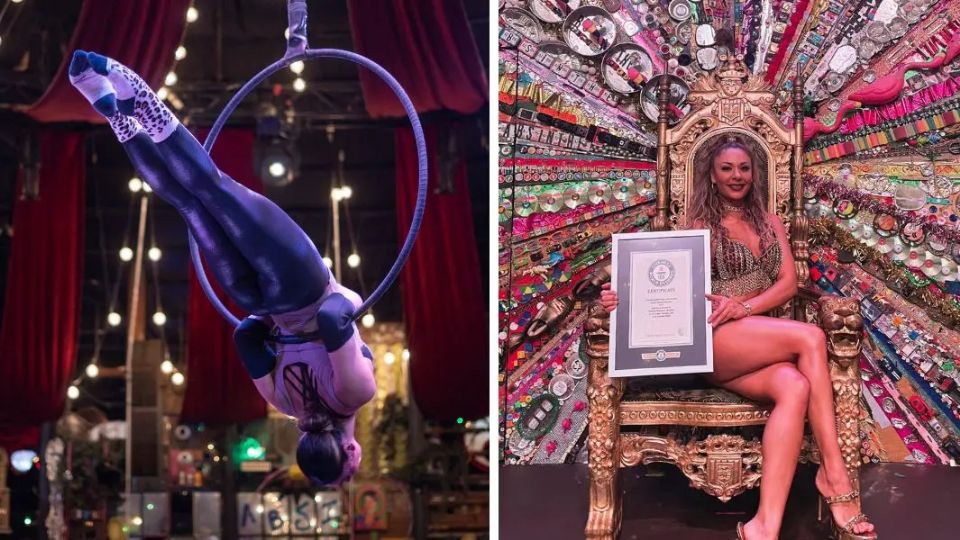 La acróbata mexicana Yammel Rodríguez, incluida este mes en el libro Guinness World Records.