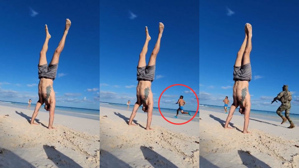 Maestro de yoga capta persecución en playas de Tulum