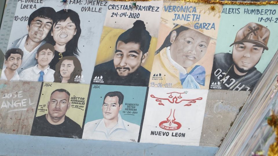 Mural de personas desaparecidas en Monterrey