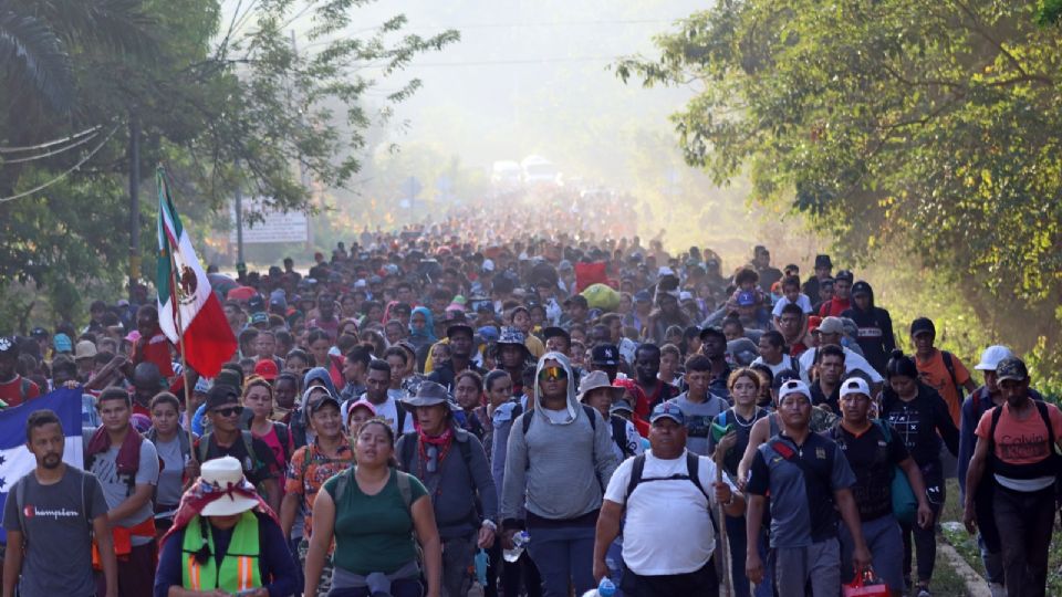 Migrantes en caravana.