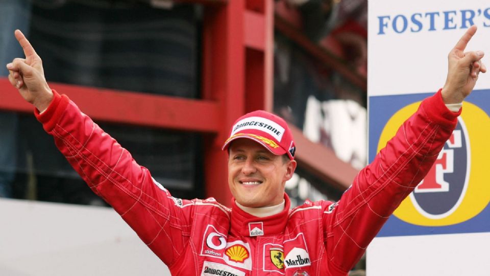 Michael Schumacher durante la celebración de su séptimo campeonato del mundo.