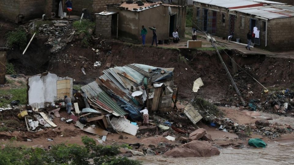 Casas afectadas por las inundaciones.