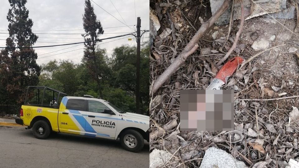 Cuchillo con el que el hombre buscaba herir al elemento de la policía de Monterrey.