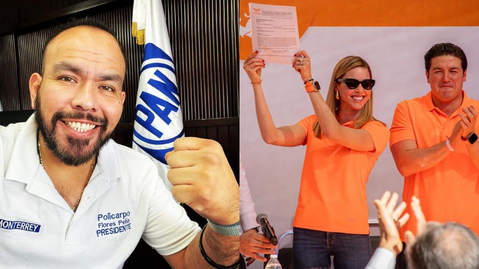 Policarpo Flores Peña,  dirigente del PAN de Monterrey, Mariana Rodríguez, precandidata a la alcaldía de Monterrey.