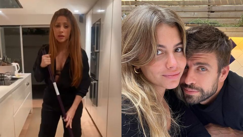 Shakira canta la canción 'Kill Bill'. Gerard Piqué junto a Clara Chía. Foto: TikTok / shakira - Instagram / 3gerardpique