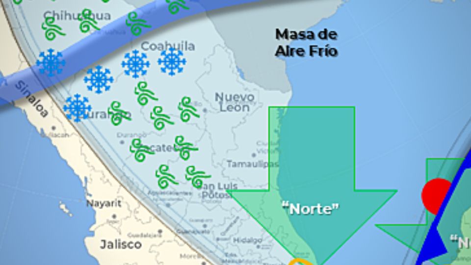 Situación del clima en México por el frente frío 33.