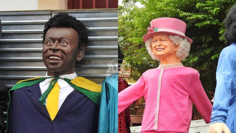 Pelé y la reina Isabel II son de las figuras retratadas en el festival de Brasil, en el desfile de los tradicionales muñecos de Olinda