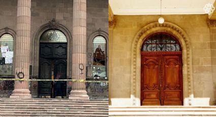 Reparan puertas de Palacio de Gobierno, fueron dañadas por el '8M 2022'