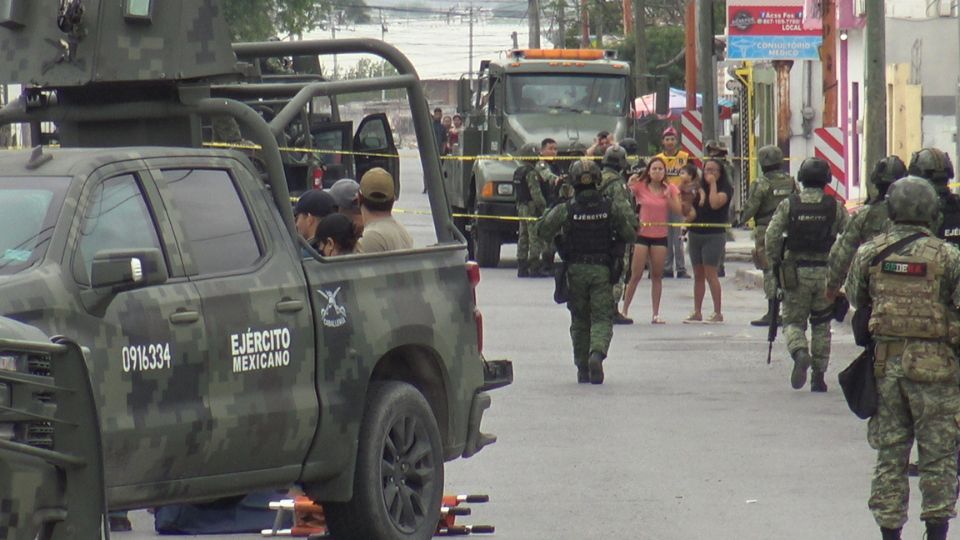 Militares en las inmediaciones de la colonia Cavazos Lerma, en Nuevo Laredo, Tamaulipas.