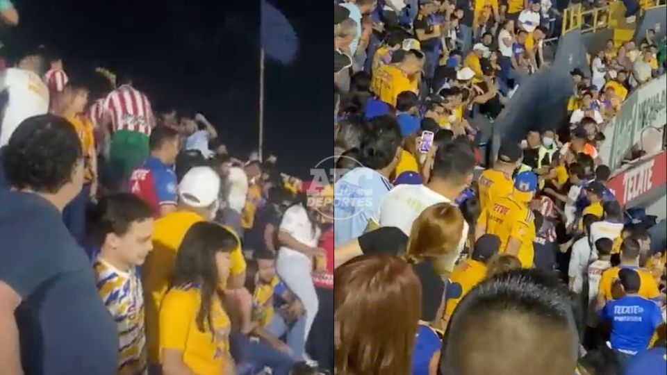 Aficionados de Tigres y Chivas se enfrascaron en agresiones y enfrentamientos en el partido del sábado