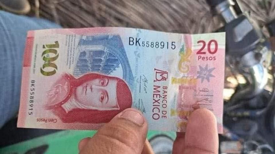 Billete de 120 pesos aparecido en Campeche