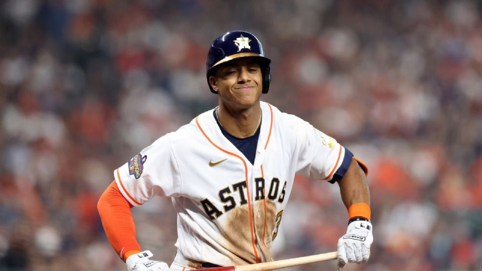 Jeremy Peña, pelotero de los Astros de Houston, durante el juego ante White Sox