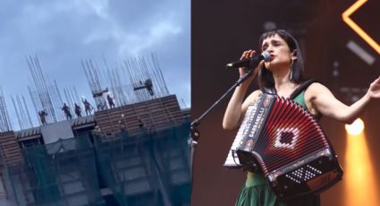 Desde construcción, albañiles disfrutan de Julieta Venegas en Pa'l Norte 2023