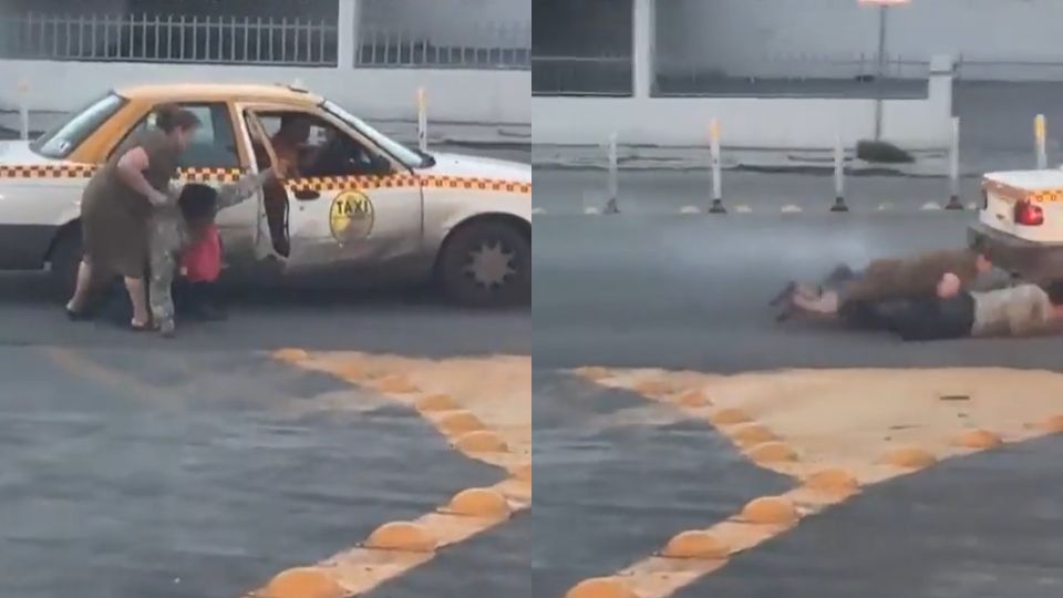 Momento en que taxista roba y deja tirada a familia en San Nicolás.