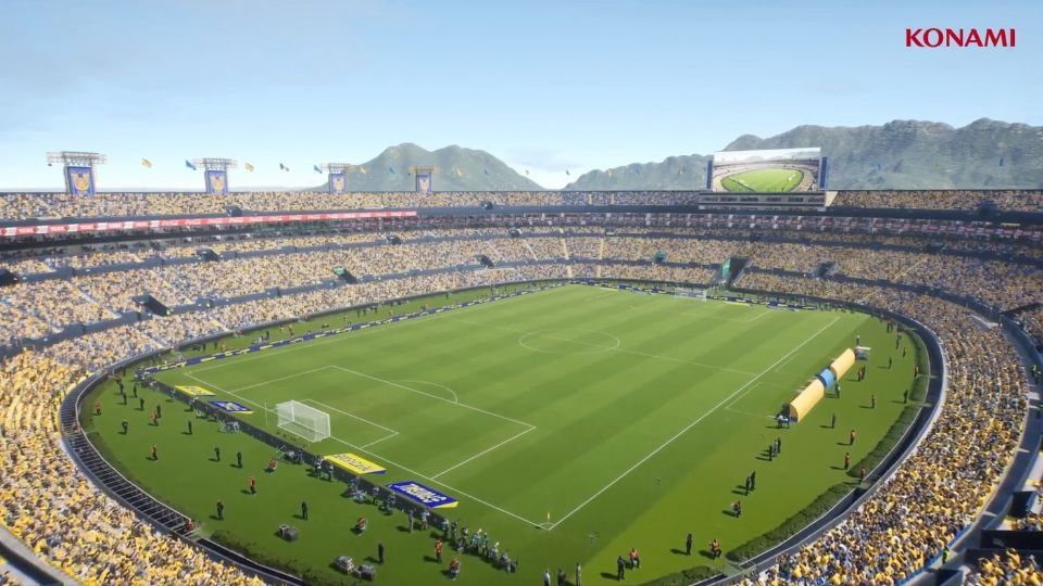 Captura de pantalla del video publicado por Tigres, donde se muestra como luce el Estadio Universitario en el videojuego eFootball