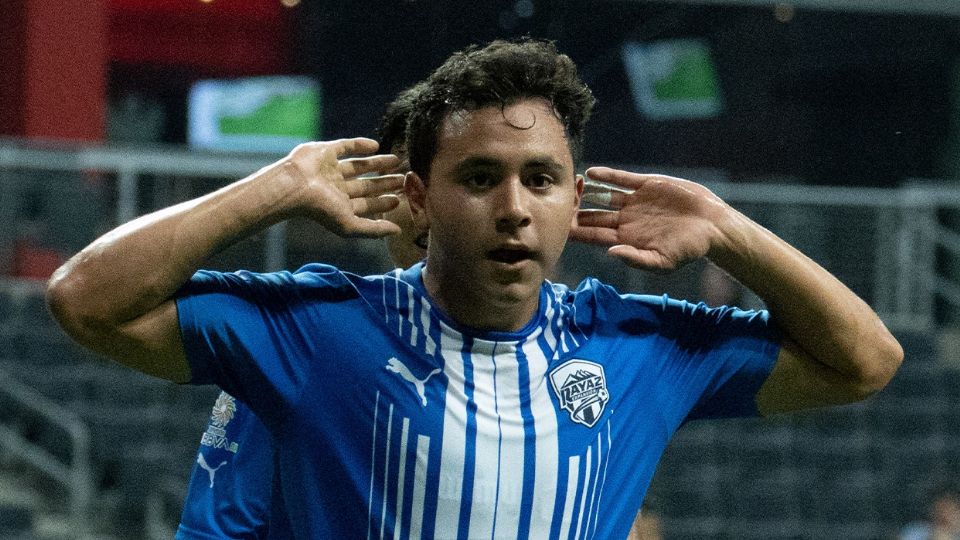 Jacobo Reyes celebrando su gol en el Repechaje de la Liga de Expansión ante Alebrijes de Oaxaca.