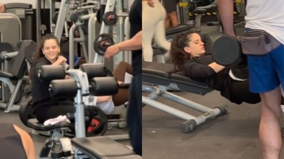 Rosalía haciendo ejercicio en gimnasio de la CDMX