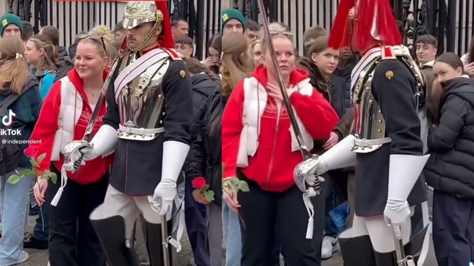 La joven se asustó al momento en que escuchó el inesperado grito del guardia.