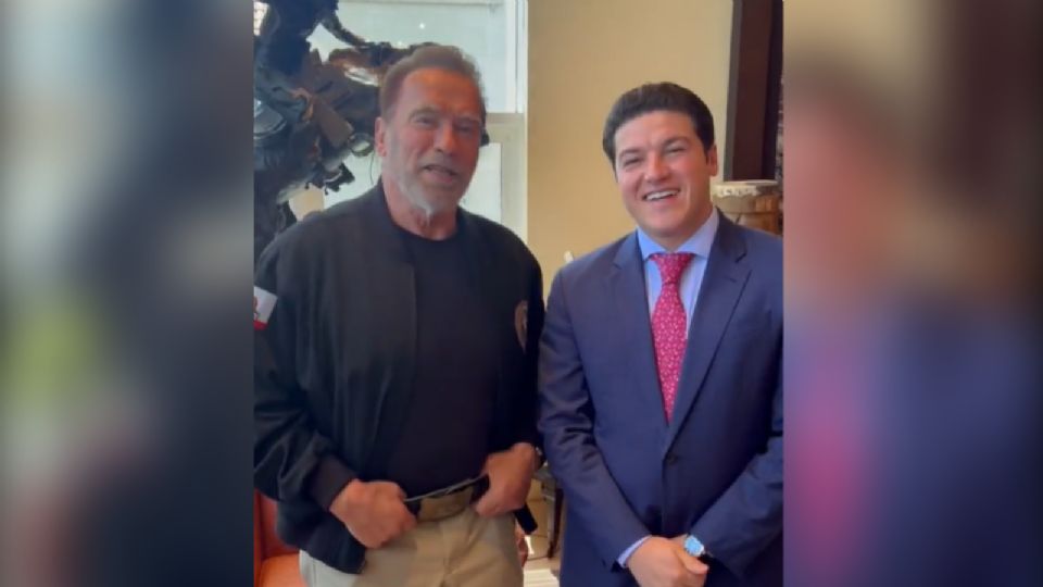 El gobernador de Nuevo León, Samuel García Sepúlveda y el actor Arnold Schwarzenegger.