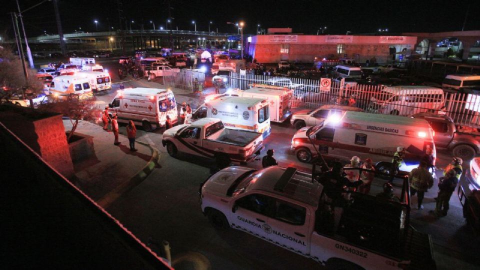 Incendio en central migratoria de Ciudad Juárez, Chihuahua.