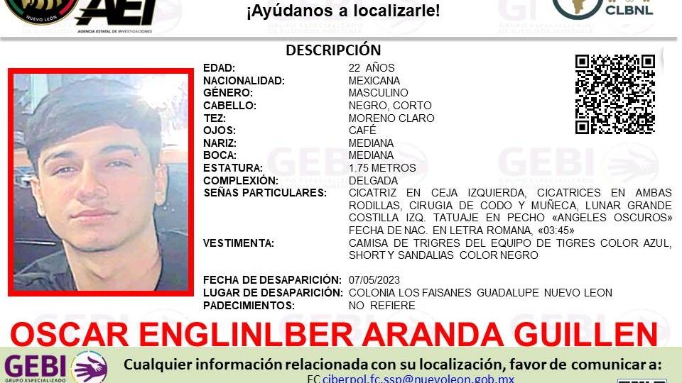 Oscar Aranda fue visto por última vez el pasado 7 de mayo de 2023.