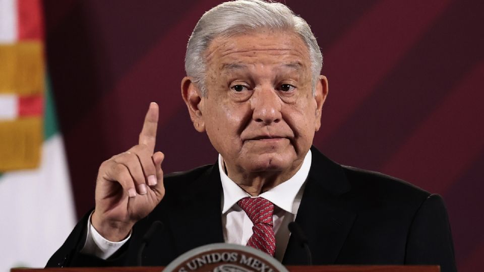 El presidente de México, Andrés Manuel López Obrador en una rueda de prensa en el Palacio Nacional, en la Ciudad de México (México). 
