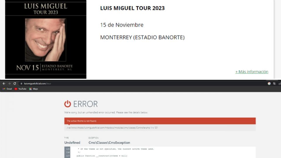 La página oficial de Luis Miguel se cayó ante la alta demanda en la compra de boletos.