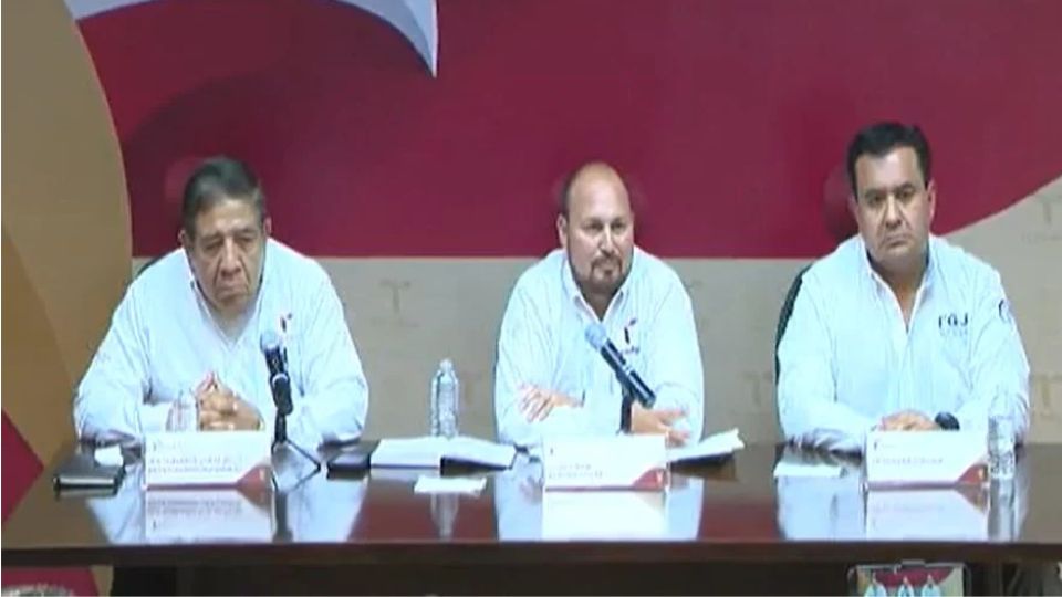 Conferencia de prensa de autoridades de Tamaulipas.