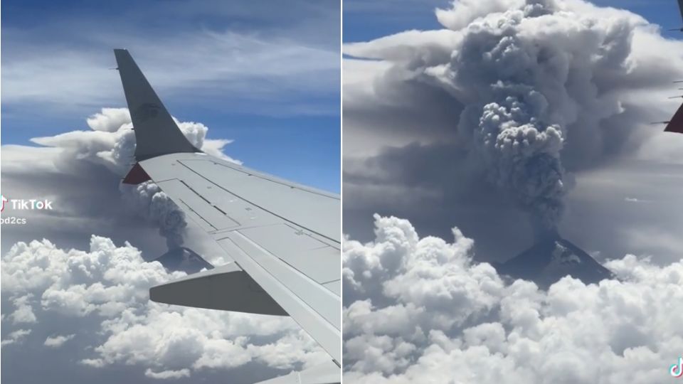 Desde las alturas, un pasajero grabó una impresionante imagen del Popocatépetl.