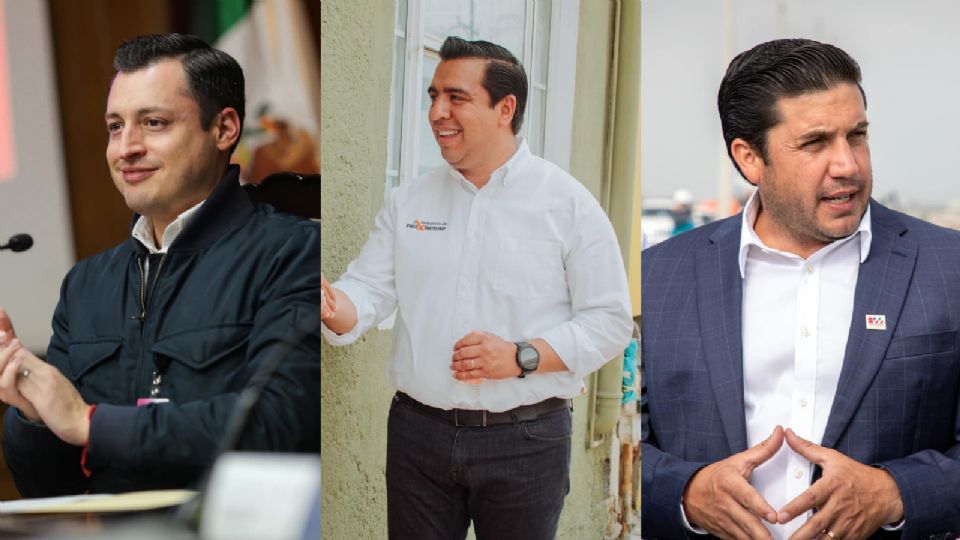 Los alcaldes de MC, Luis Donaldo Colosio, Jesús Nava y Raúl Cantú, de Monterrey, Santa Catarina y Salinas Victoria, respectivamente.