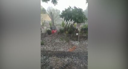 Se registra caída de granizo en Galeana, NL