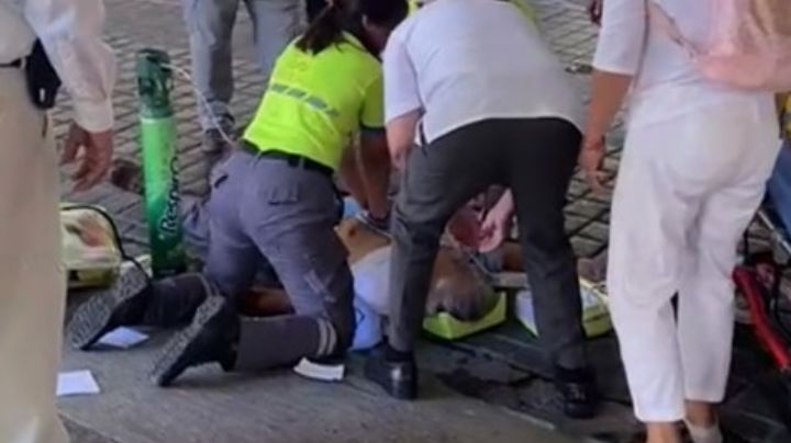 Hombre sufre infarto durante marcha en centro de Monterrey