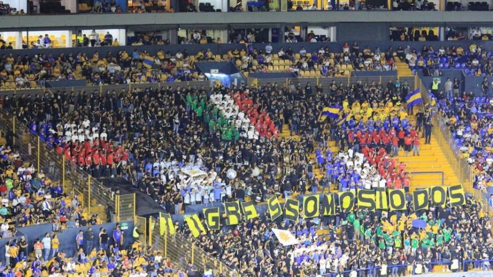 Fotografía de uno de los mosaicos hechos por el grupo de animación de Tigres, los Libres y Lokos, en el Estadio Universitario