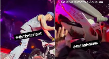 Anuel AA avienta por accidente su motocicleta al público, en pleno concierto