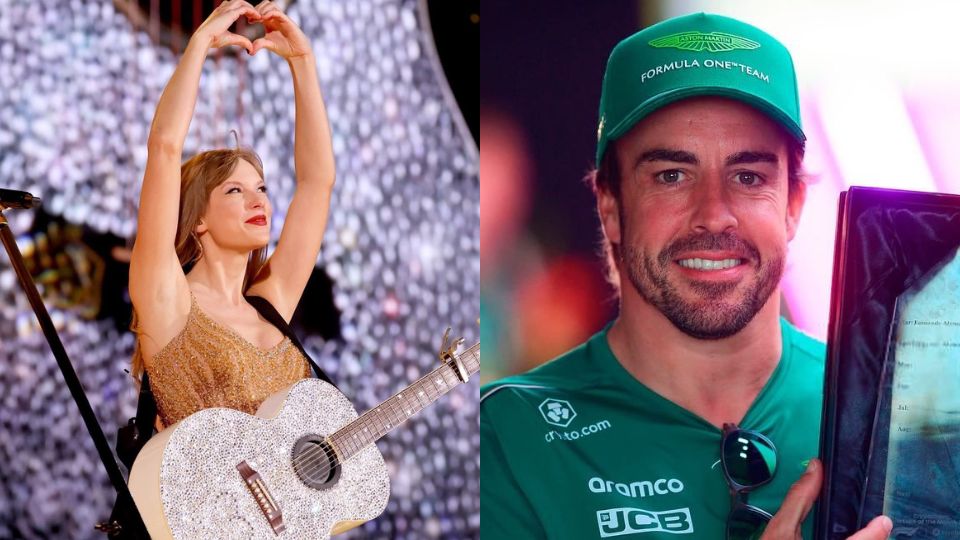 Taylor Swift, cantante, y Fernando Alonso, piloto de carreras.