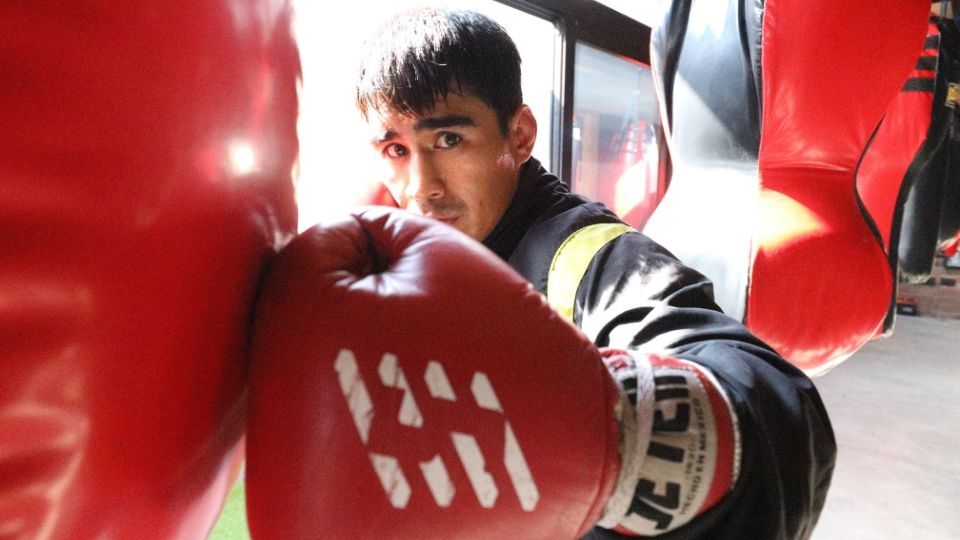 El 'cejitas' en un entrenamiento previo a la pelea.