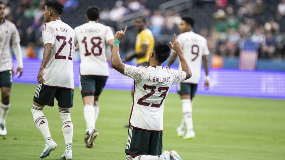 Jesús Gallardo celebra la anotación que consiguió ante Panamá