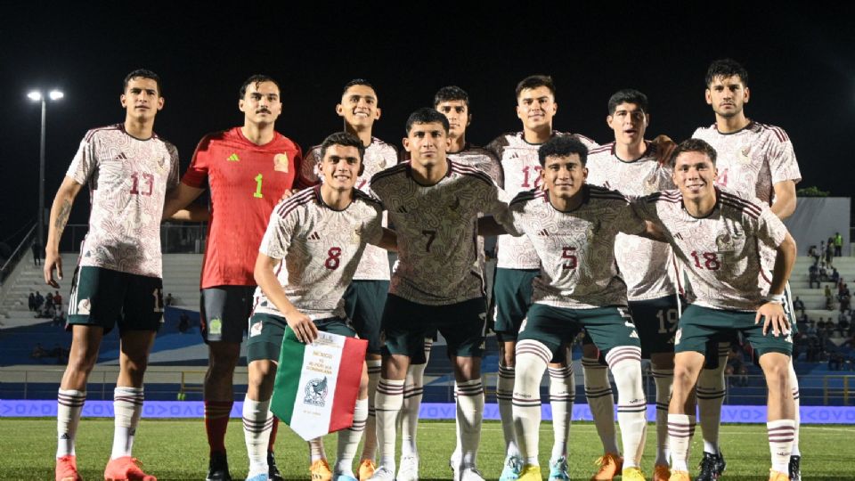 Equipo titular de l Selección Mexicana Sub 23 para el partido ante República Dominicana en los Juegos Centroamericanos y del Caribe 2023.