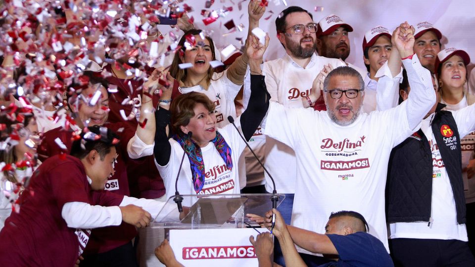 Delfina Gómez en su declaración como vencedora de la jornada electoral del 4 de junio en el Estado de México.