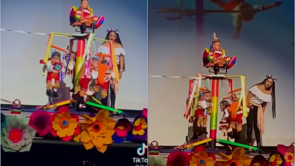 Bebés voladores de Papantla en festival de guardería