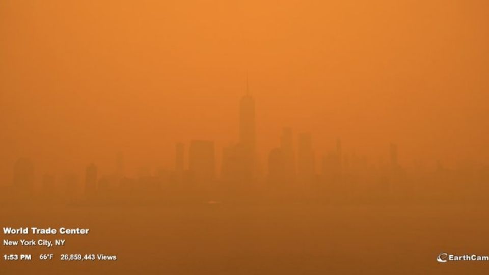 Ciudad de Nueva York cubierta de humo | GTwitter / @nymetrowx