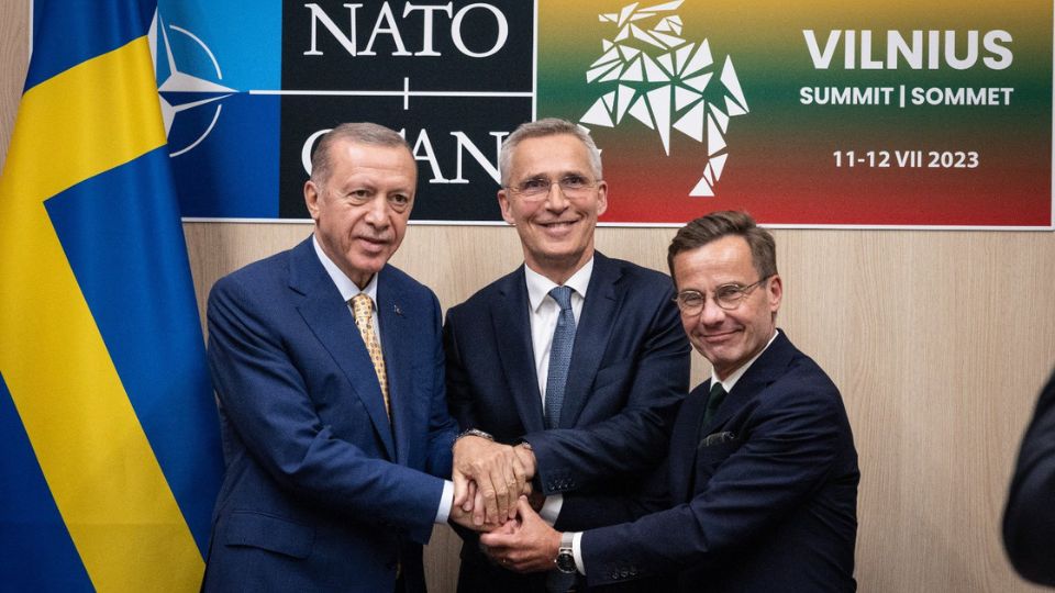 Recep Tayyip Erdogan, Jens Stoltenberg y Ulf Kristersson