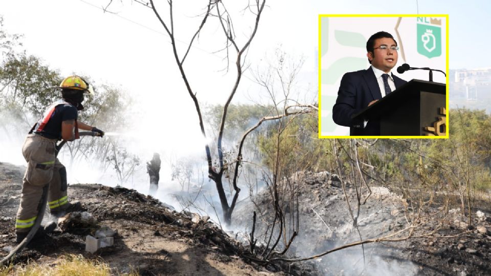 Incendio en río Santa Catarina.