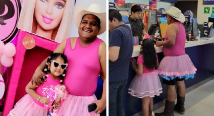 Papá se viste de rosa y lleva a su hija al cine para ver película de Barbie