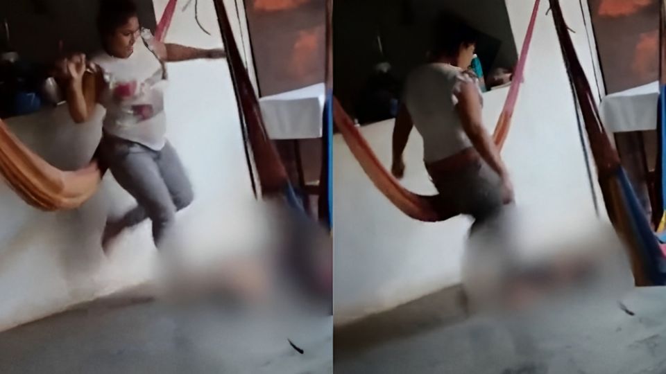 Madre colombiana golpea a su bebé de manera brutal