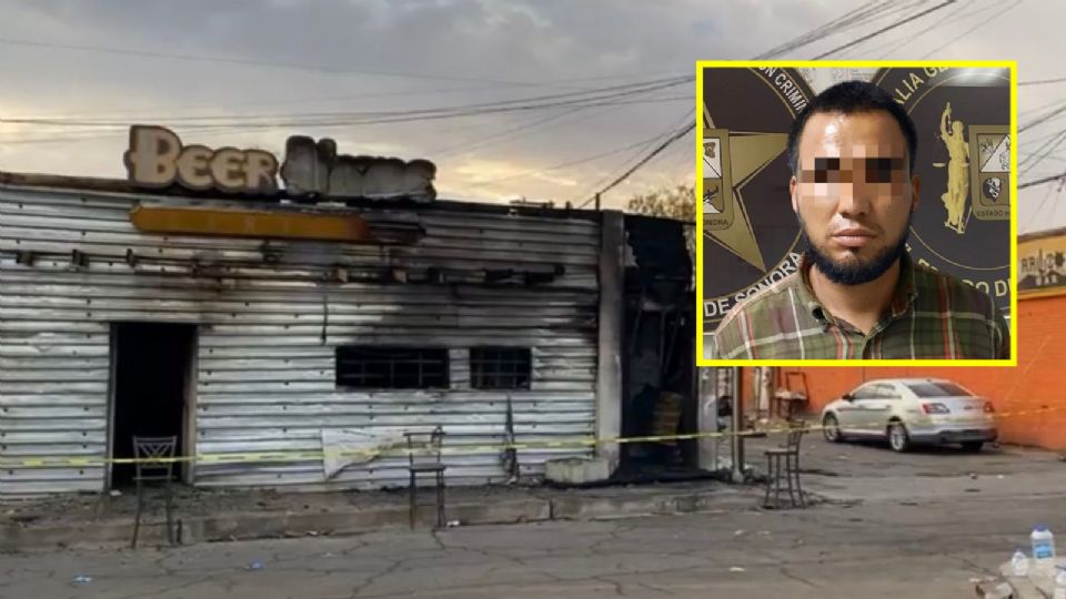 Hombre presunto responsable del incendio en el bar de Sonora.