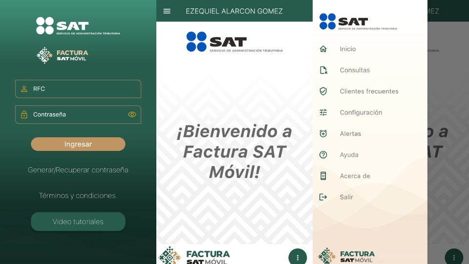 Capturas de pantalla de la aplicación de la nueva aplicación del SAT | SAT