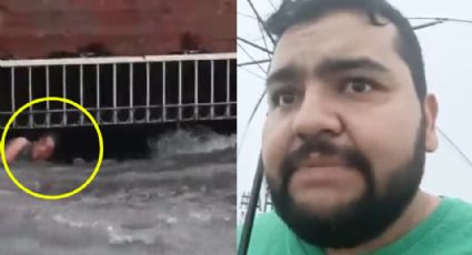 Reportero salva a hombre de ser arrastrado por la corriente en plena transmisión